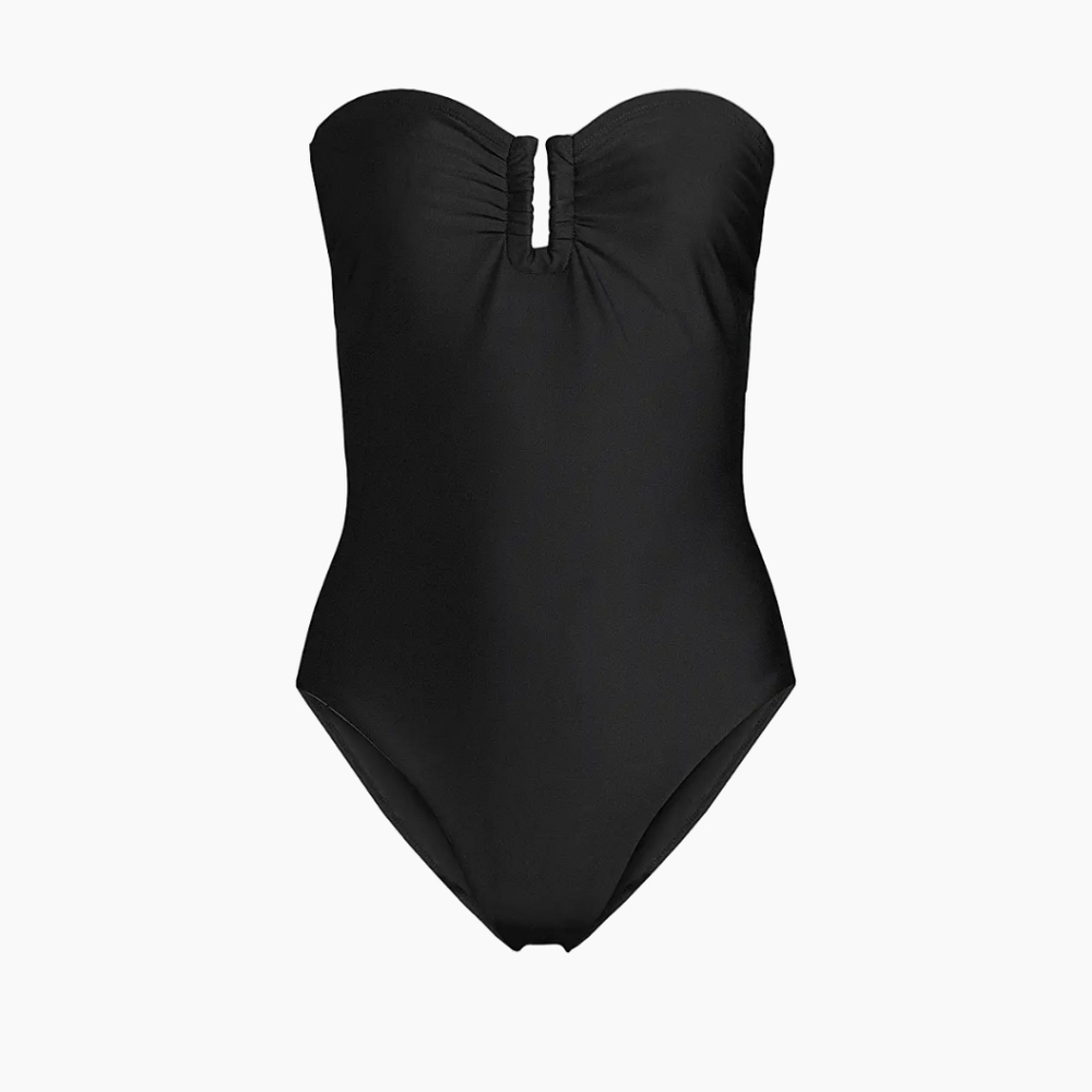 Caroline Constas Black Ruched Keyhole One-Piece Swimsuit - Picture 6 of 7